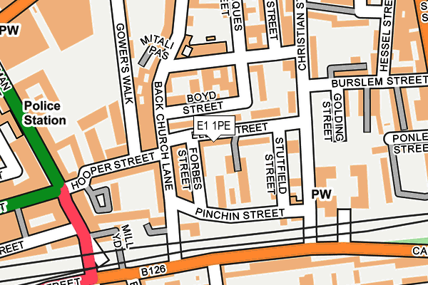 E1 1PE map - OS OpenMap – Local (Ordnance Survey)