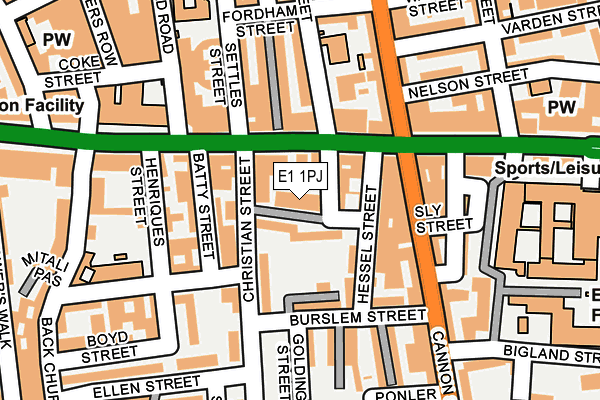 E1 1PJ map - OS OpenMap – Local (Ordnance Survey)