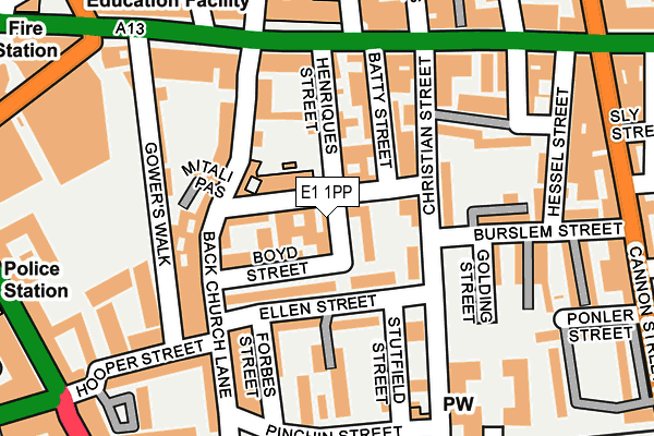E1 1PP map - OS OpenMap – Local (Ordnance Survey)
