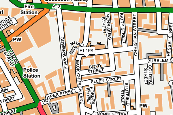 E1 1PS map - OS OpenMap – Local (Ordnance Survey)