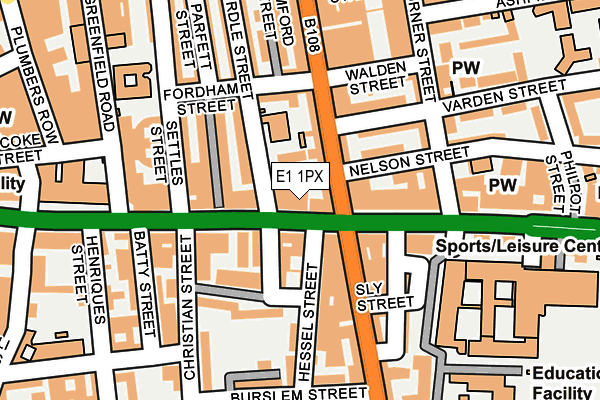 E1 1PX map - OS OpenMap – Local (Ordnance Survey)