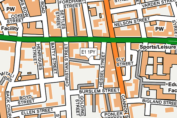 E1 1PY map - OS OpenMap – Local (Ordnance Survey)