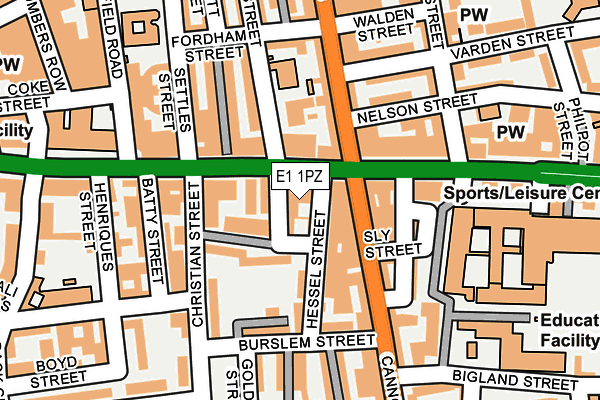 E1 1PZ map - OS OpenMap – Local (Ordnance Survey)