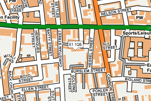 E1 1QB map - OS OpenMap – Local (Ordnance Survey)