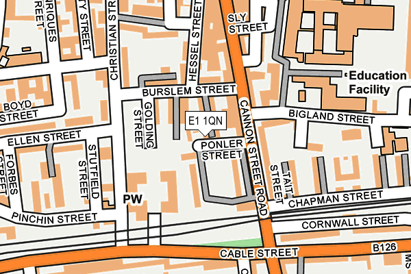 E1 1QN map - OS OpenMap – Local (Ordnance Survey)