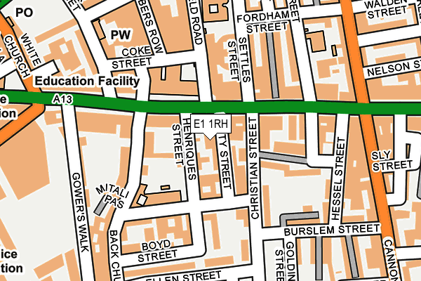 E1 1RH map - OS OpenMap – Local (Ordnance Survey)