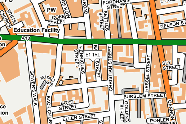 E1 1RL map - OS OpenMap – Local (Ordnance Survey)