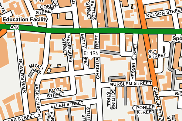 E1 1RN map - OS OpenMap – Local (Ordnance Survey)