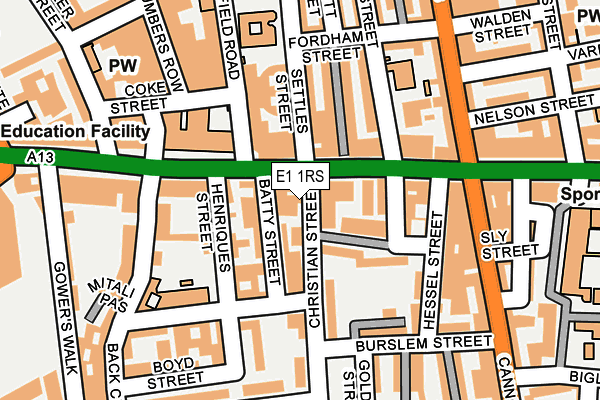 E1 1RS map - OS OpenMap – Local (Ordnance Survey)