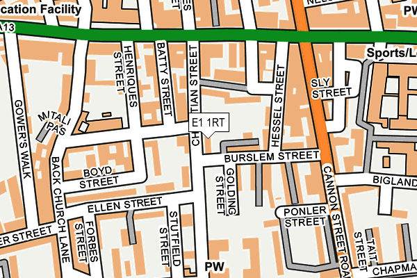 E1 1RT map - OS OpenMap – Local (Ordnance Survey)