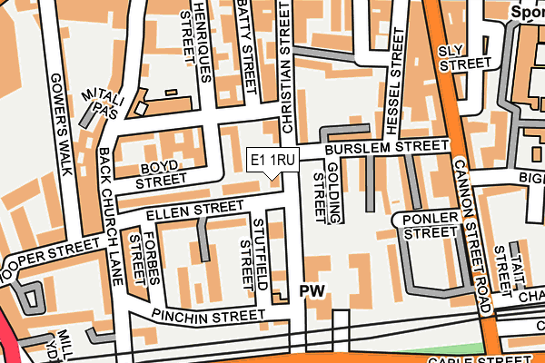 E1 1RU map - OS OpenMap – Local (Ordnance Survey)