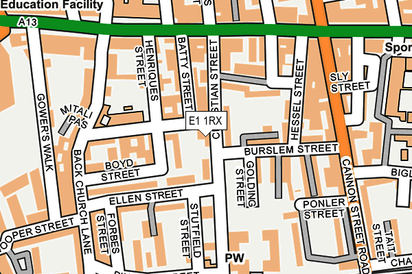 E1 1RX map - OS OpenMap – Local (Ordnance Survey)