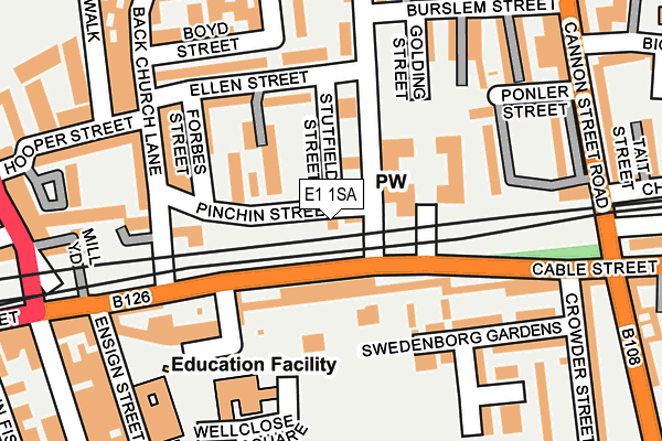 E1 1SA map - OS OpenMap – Local (Ordnance Survey)