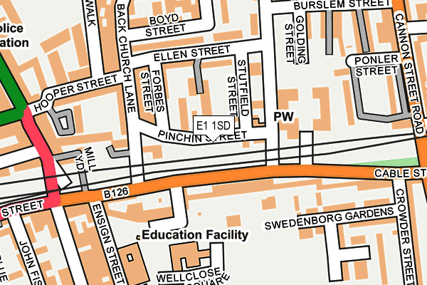 E1 1SD map - OS OpenMap – Local (Ordnance Survey)