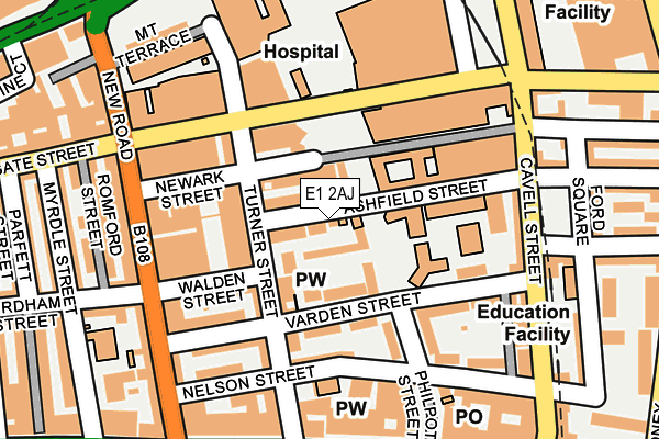 E1 2AJ map - OS OpenMap – Local (Ordnance Survey)