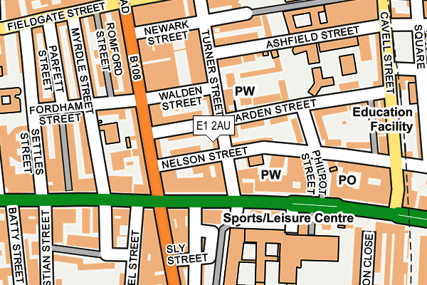 E1 2AU map - OS OpenMap – Local (Ordnance Survey)