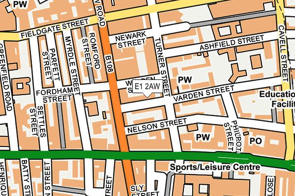 E1 2AW map - OS OpenMap – Local (Ordnance Survey)