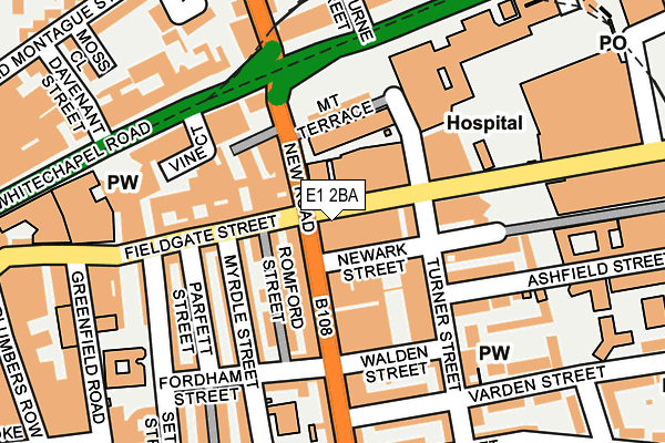 E1 2BA map - OS OpenMap – Local (Ordnance Survey)