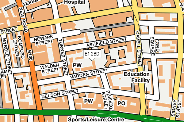 E1 2BD map - OS OpenMap – Local (Ordnance Survey)