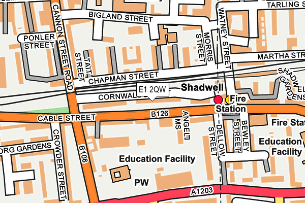 E1 2QW map - OS OpenMap – Local (Ordnance Survey)