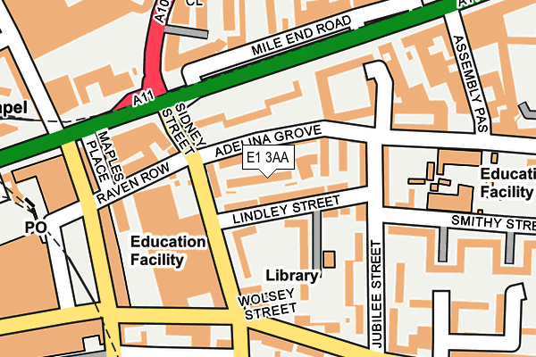 E1 3AA map - OS OpenMap – Local (Ordnance Survey)