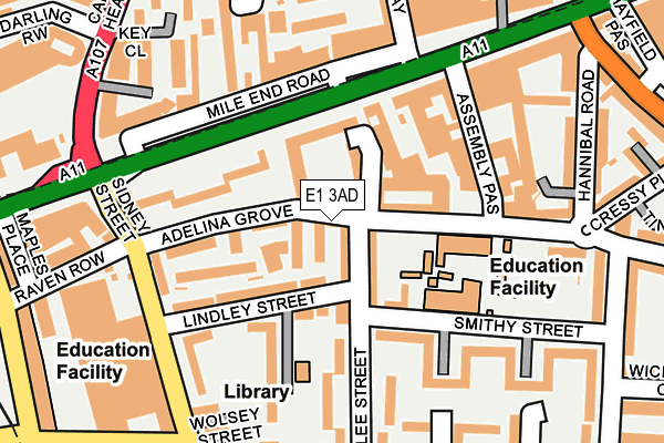 E1 3AD map - OS OpenMap – Local (Ordnance Survey)