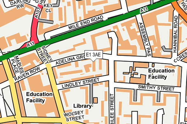 E1 3AE map - OS OpenMap – Local (Ordnance Survey)