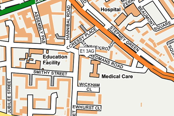 E1 3AG map - OS OpenMap – Local (Ordnance Survey)