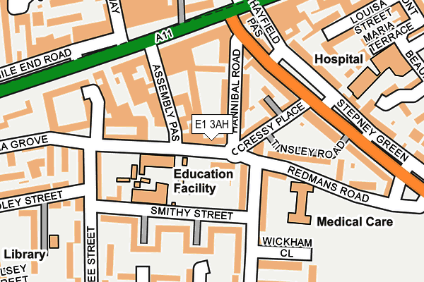 E1 3AH map - OS OpenMap – Local (Ordnance Survey)