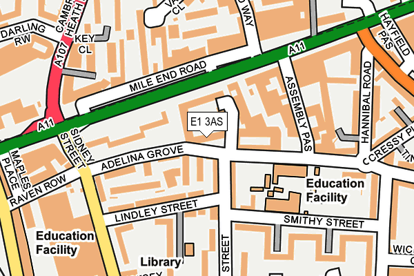 E1 3AS map - OS OpenMap – Local (Ordnance Survey)