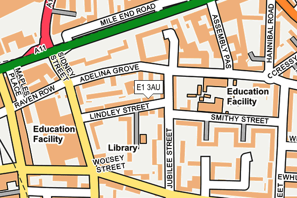 E1 3AU map - OS OpenMap – Local (Ordnance Survey)