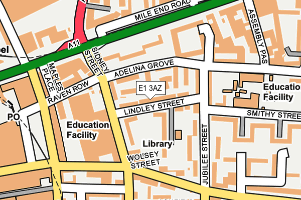 E1 3AZ map - OS OpenMap – Local (Ordnance Survey)