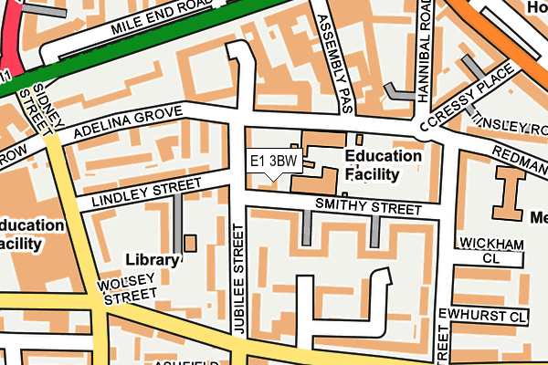 E1 3BW map - OS OpenMap – Local (Ordnance Survey)