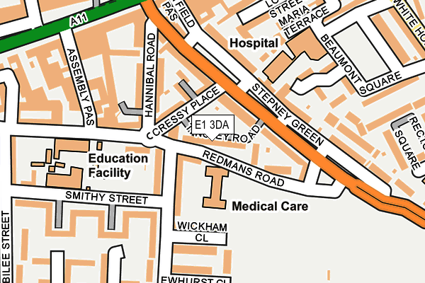 E1 3DA map - OS OpenMap – Local (Ordnance Survey)