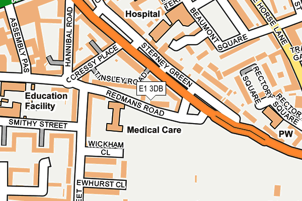 E1 3DB map - OS OpenMap – Local (Ordnance Survey)