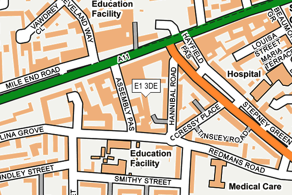 E1 3DE map - OS OpenMap – Local (Ordnance Survey)