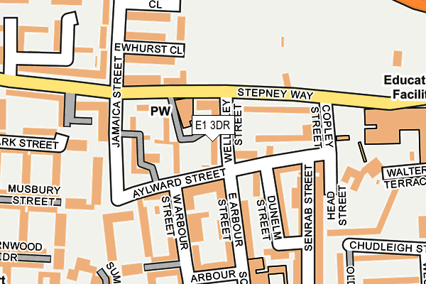 E1 3DR map - OS OpenMap – Local (Ordnance Survey)