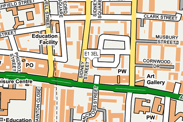 E1 3EL map - OS OpenMap – Local (Ordnance Survey)