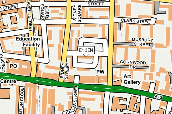 E1 3EN map - OS OpenMap – Local (Ordnance Survey)