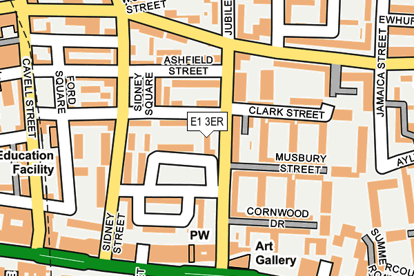 E1 3ER map - OS OpenMap – Local (Ordnance Survey)