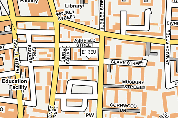 E1 3EU map - OS OpenMap – Local (Ordnance Survey)