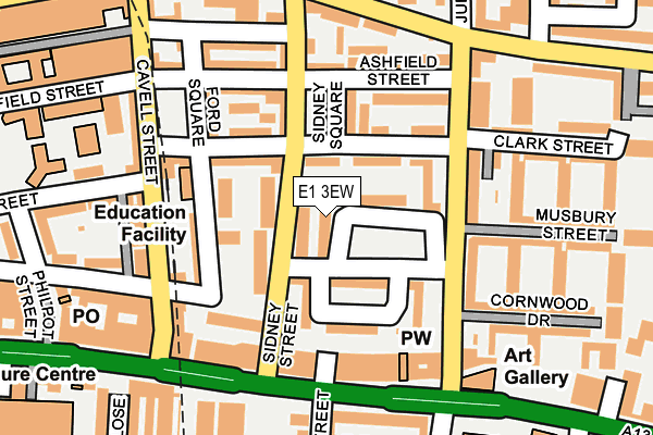 E1 3EW map - OS OpenMap – Local (Ordnance Survey)