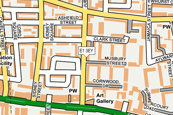 E1 3EY map - OS OpenMap – Local (Ordnance Survey)