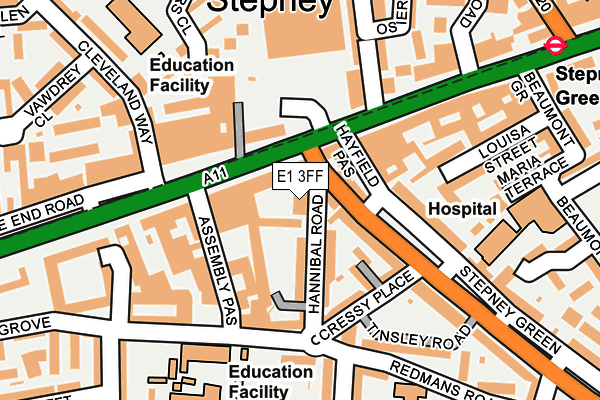 E1 3FF map - OS OpenMap – Local (Ordnance Survey)