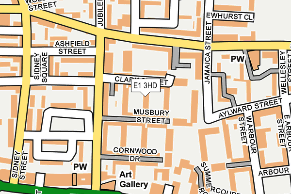 E1 3HD map - OS OpenMap – Local (Ordnance Survey)