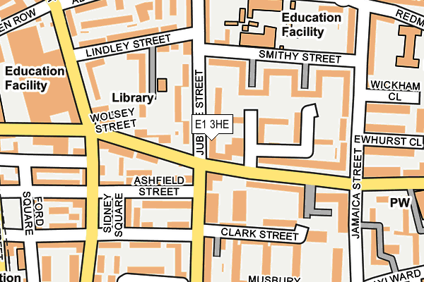 E1 3HE map - OS OpenMap – Local (Ordnance Survey)