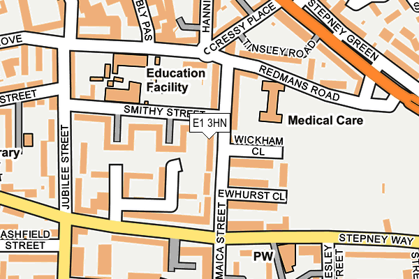 E1 3HN map - OS OpenMap – Local (Ordnance Survey)