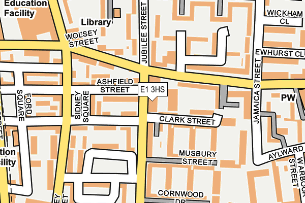 E1 3HS map - OS OpenMap – Local (Ordnance Survey)