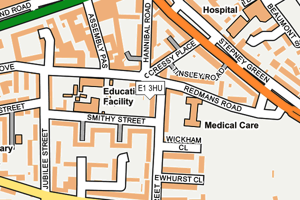 E1 3HU map - OS OpenMap – Local (Ordnance Survey)