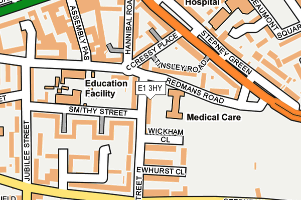 E1 3HY map - OS OpenMap – Local (Ordnance Survey)